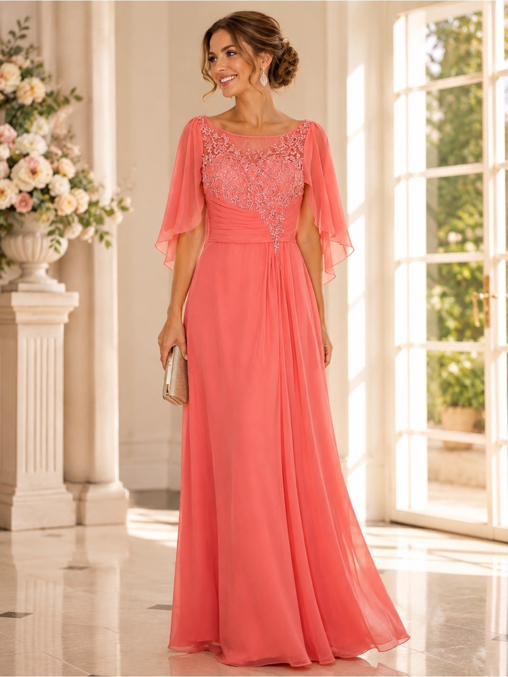 Wear Your Love Peach Embellished Maxi Dress Size 8 NWT Corset Back Formal